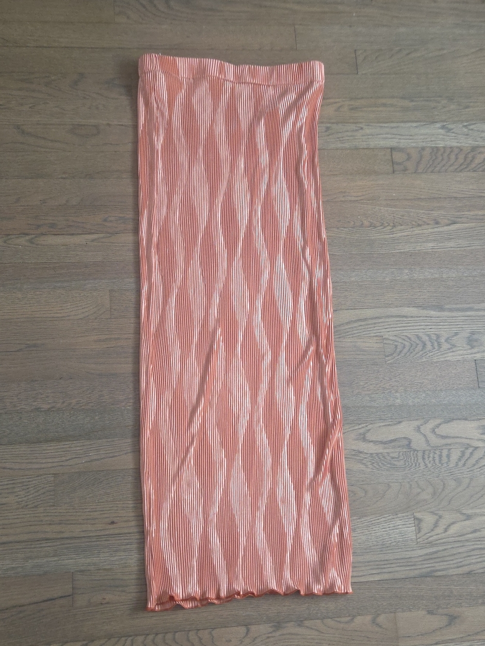 Pleated Satin Midi Skirt in Coral Pink
